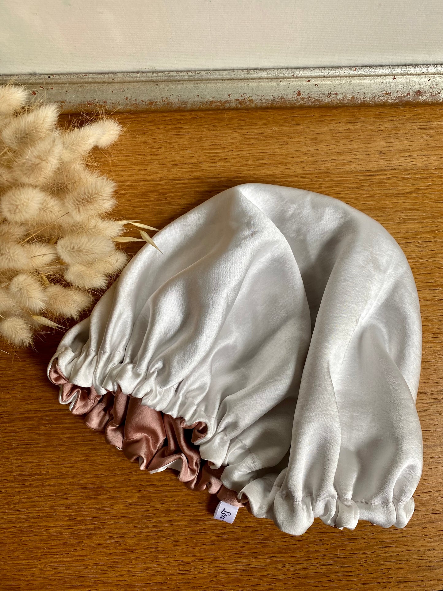 Bonnet de nuit en satin de soie réversible