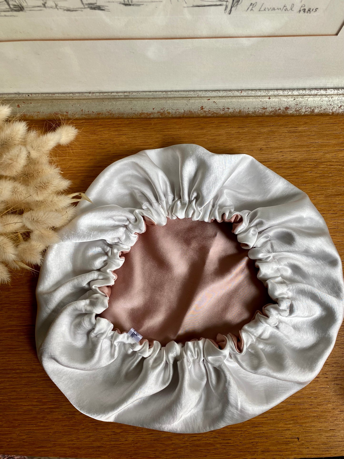 Bonnet de nuit en satin de soie réversible